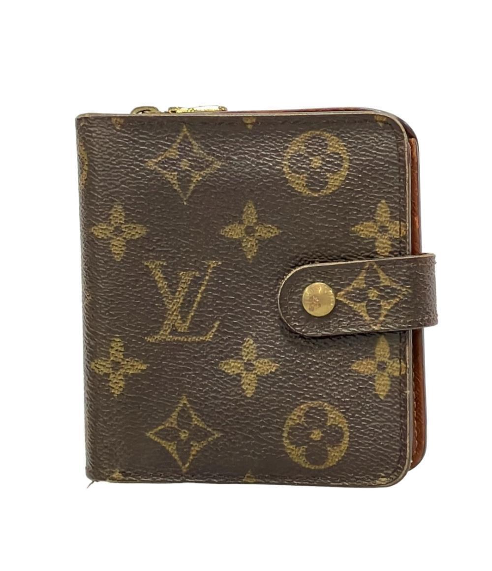 Louis Vuitton Bifold Wallet Compact Zip Monogram Canvas Leather Brown